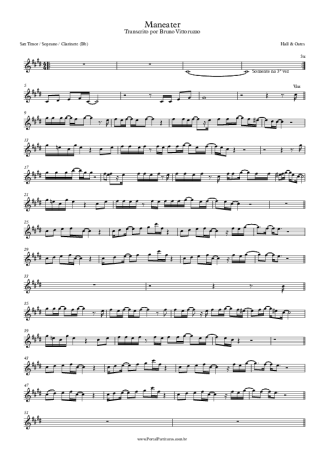 Hall & Oates Maneater score for Clarinet (Bb)