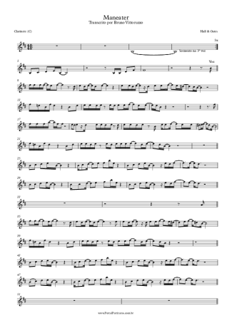Hall & Oates Maneater score for Clarinet (C)