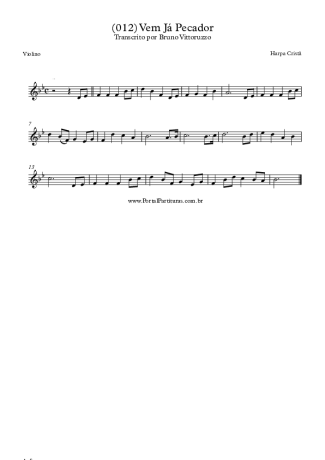 Harpa Cristã (012) Vem Já Pecador score for Violin