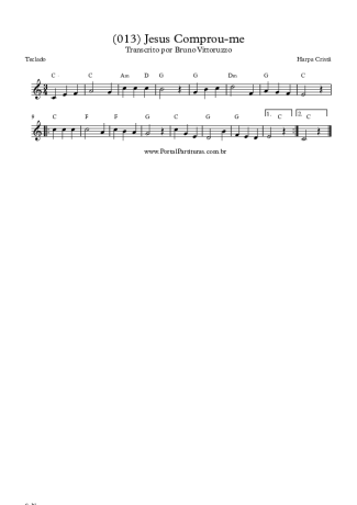 Harpa Cristã (013) Jesus Comprou-me score for Keyboard