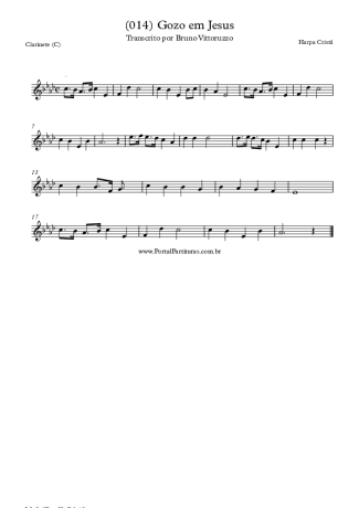 Harpa Cristã (014) Gozo Em Jesus score for Clarinet (C)