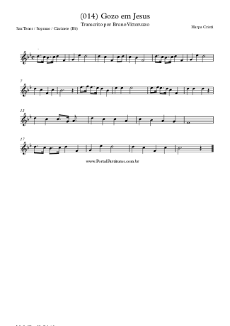 Harpa Cristã (014) Gozo Em Jesus score for Tenor Saxophone Soprano (Bb)