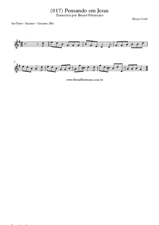 Harpa Cristã (017) Pensando Em Jesus score for Clarinet (Bb)