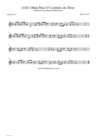 Harpa Cristã (020) Olhai Para O Cordeiro De Deus score for Clarinet (C)