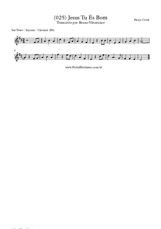 Harpa Cristã (025) Jesus Tu És Bom score for Clarinet (Bb)