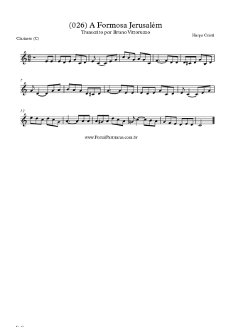 Harpa Cristã (026) A Formosa Jerusalém score for Clarinet (C)