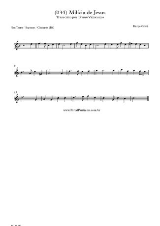 Harpa Cristã (034) Milícia De Jesus score for Tenor Saxophone Soprano (Bb)