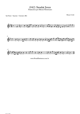 Harpa Cristã (042) Saudai Jesus score for Tenor Saxophone Soprano (Bb)