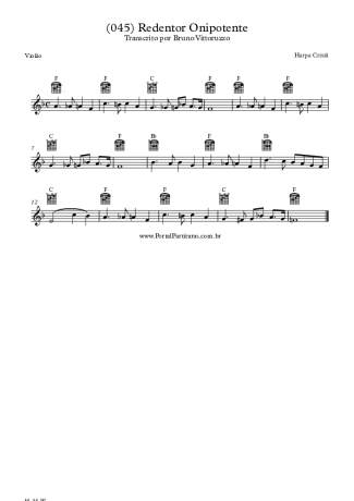 Harpa Cristã (045) Redentor Onipotente score for Acoustic Guitar