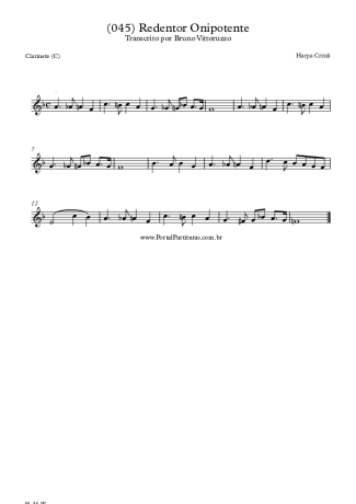 Harpa Cristã (045) Redentor Onipotente score for Clarinet (C)