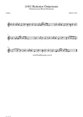 Harpa Cristã (045) Redentor Onipotente score for Violin