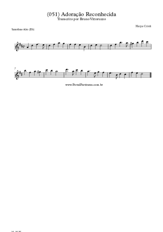 Harpa Cristã (051) Adoração Reconhecida score for Alto Saxophone