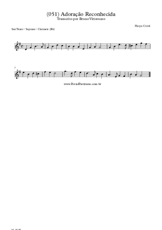 Harpa Cristã (051) Adoração Reconhecida score for Tenor Saxophone Soprano (Bb)