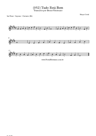 Harpa Cristã (052) Tudo Está Bem score for Clarinet (Bb)