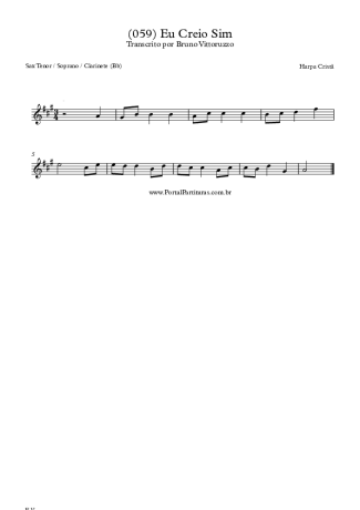 Harpa Cristã (059) Eu Creio Sim score for Clarinet (Bb)