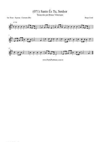 Harpa Cristã (071) Santo És Tu Senhor score for Clarinet (Bb)