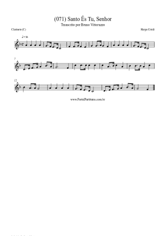 Harpa Cristã (071) Santo És Tu Senhor score for Clarinet (C)