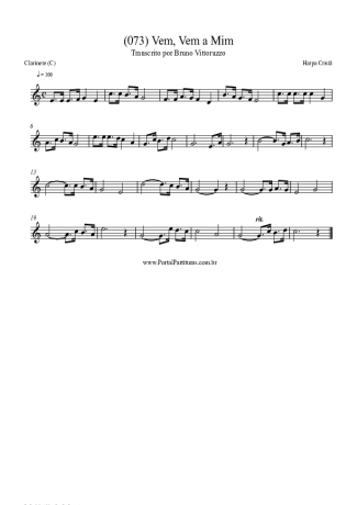 Harpa Cristã (073) Vem Vem A Mim score for Clarinet (C)