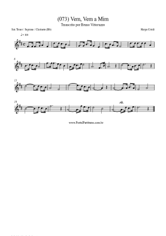 Harpa Cristã (073) Vem Vem A Mim score for Tenor Saxophone Soprano (Bb)