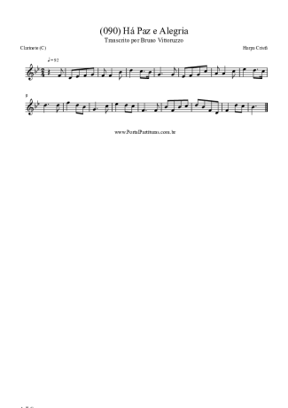 Harpa Cristã (090) Há Paz E Alegria score for Clarinet (C)