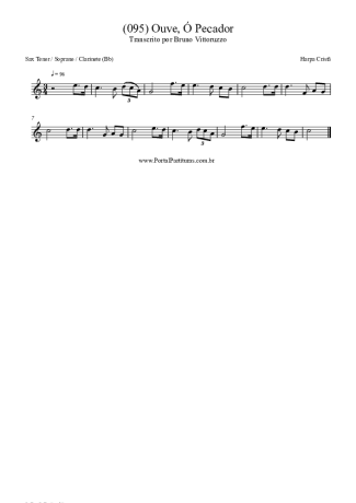 Harpa Cristã (095) Ouve Ó Pecador score for Tenor Saxophone Soprano (Bb)