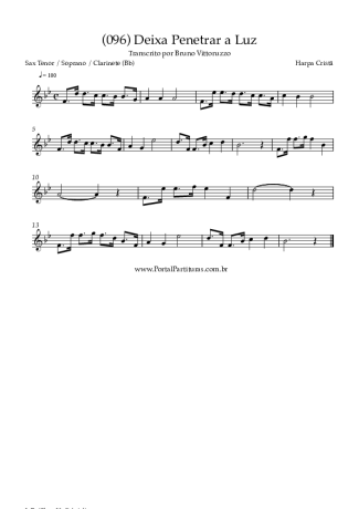 Harpa Cristã (096) Deixa Penetrar A Luz score for Tenor Saxophone Soprano (Bb)