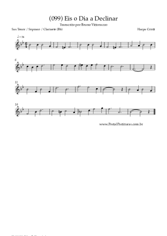 Harpa Cristã (099) Eis O Dia A Declinar score for Clarinet (Bb)