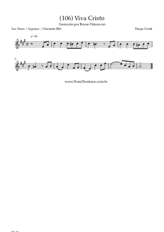 Harpa Cristã (106) Viva Cristo score for Clarinet (Bb)