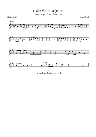 Harpa Cristã (109) Venha A Jesus score for Clarinet (C)