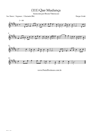 Harpa Cristã (111) Que Mudança score for Clarinet (Bb)