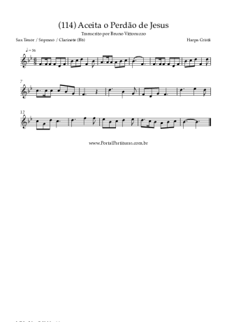 Harpa Cristã (114) Aceita O Perdão De Jesus score for Tenor Saxophone Soprano (Bb)