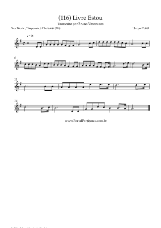 Harpa Cristã (116) Livre Estou score for Tenor Saxophone Soprano (Bb)