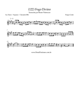 Harpa Cristã (122) Fogo Divino score for Clarinet (Bb)
