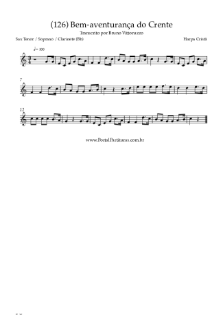 Harpa Cristã (126) Bem Aventurança Do Crente score for Clarinet (Bb)