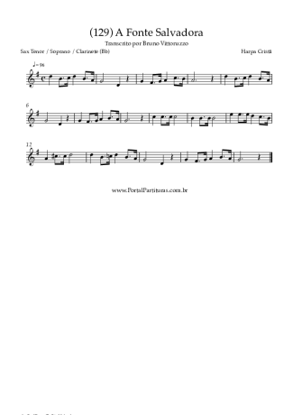 Harpa Cristã (129) A Fonte Salvadora score for Clarinet (Bb)
