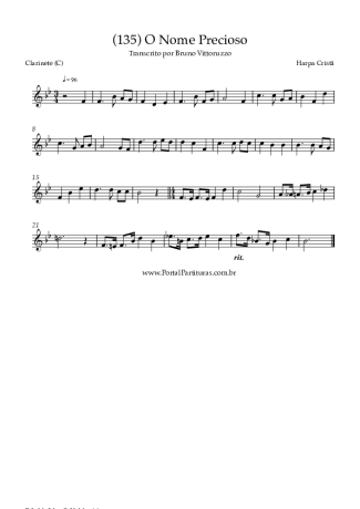 Harpa Cristã (135) O Nome Precioso score for Clarinet (C)
