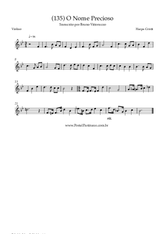 Harpa Cristã (135) O Nome Precioso score for Violin