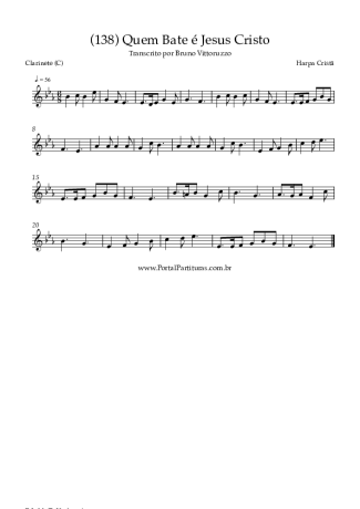 Harpa Cristã (138) Quem Bate é Jesus Cristo score for Clarinet (C)