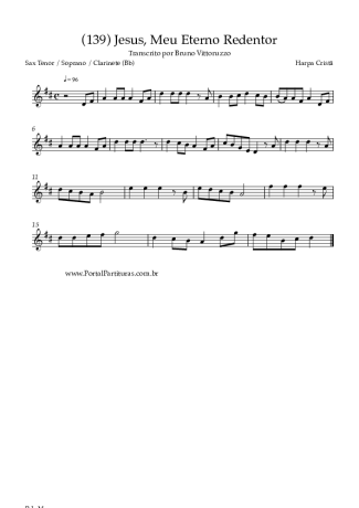 Harpa Cristã (139) Jesus Meu Eterno Redentor score for Clarinet (Bb)