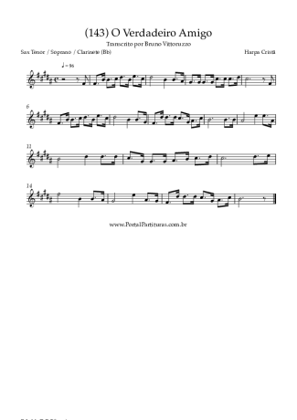Harpa Cristã (143) O Verdadeiro Amigo score for Tenor Saxophone Soprano (Bb)
