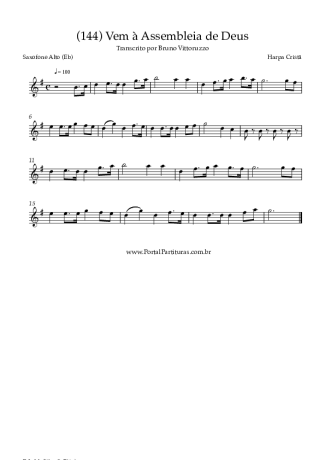 Harpa Cristã (144) Vem à Assembleia De Deus score for Alto Saxophone
