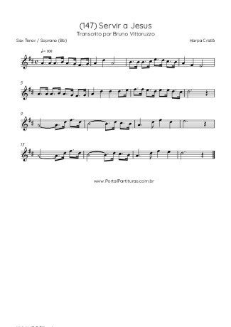 Harpa Cristã (147) Servir A Jesus score for Tenor Saxophone Soprano (Bb)