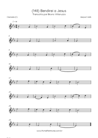 Harpa Cristã (148) Bendirei A Jesus score for Clarinet (C)