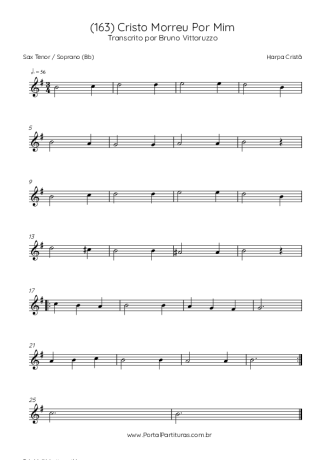 Harpa Cristã (163) Cristo Morreu Por Mim score for Tenor Saxophone Soprano (Bb)