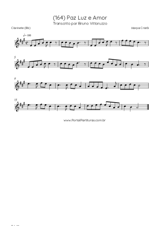 Harpa Cristã (164) Paz Luz E Amor score for Clarinet (Bb)
