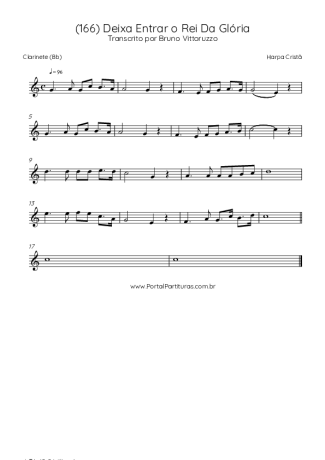 Harpa Cristã (166) Deixa Entrar O Rei Da Glória score for Clarinet (Bb)