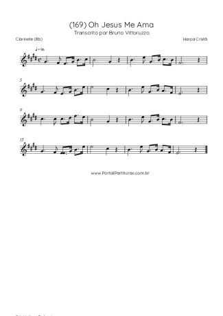 Harpa Cristã (169) Oh Jesus Me Ama score for Clarinet (Bb)
