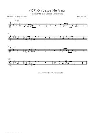 Harpa Cristã (169) Oh Jesus Me Ama score for Tenor Saxophone Soprano (Bb)
