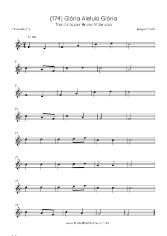 Harpa Cristã (174) Glória Aleluia Glória score for Clarinet (C)