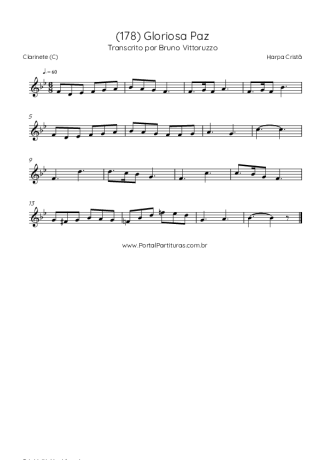 Harpa Cristã (178) Gloriosa Paz score for Clarinet (C)